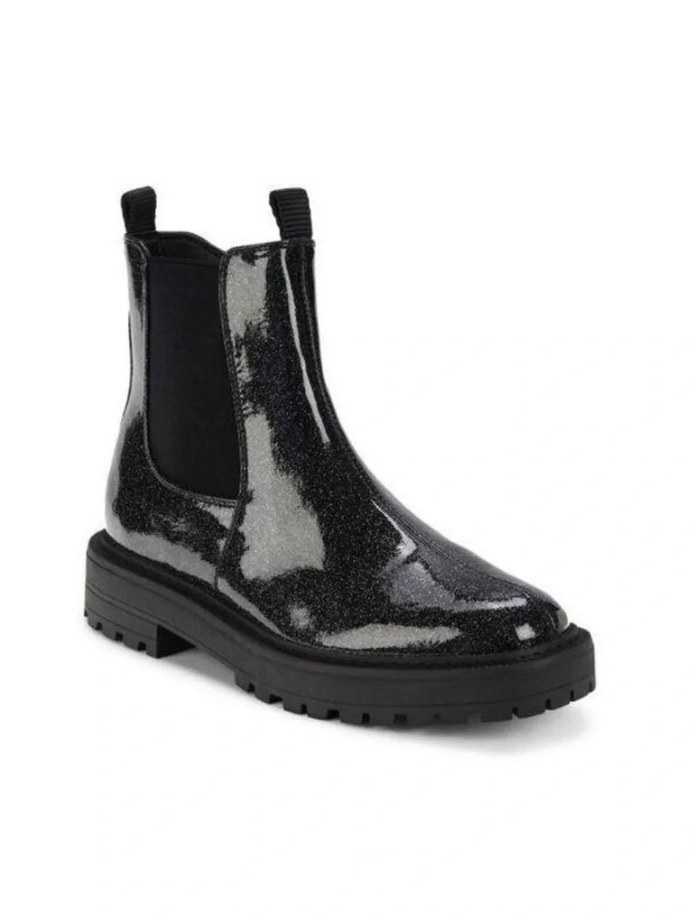Sam Edelman Laguna Chelsea Combat Boots Girls Size 3 Black Glitter